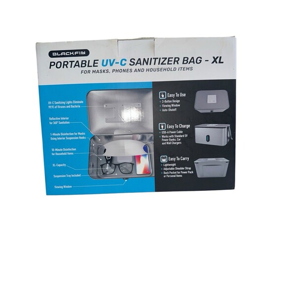 Black Fin Portable UV Sanitizer Bag XL 11L UV Light Sterilizer Masks Phones - Picture 3 of 16